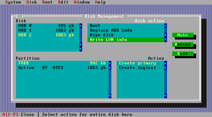 Disk without LVM info