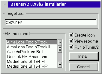 aTuner/2 installation