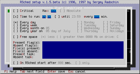 RSetup - Start conditions